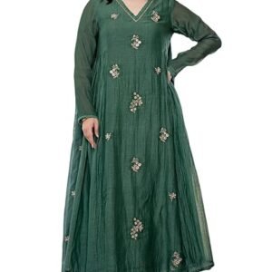 brand: klosia klosia women embroidery solid anarkali kurta and pant set with dupatta
